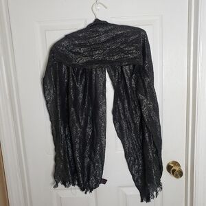 India Black metallic scarf 55"L